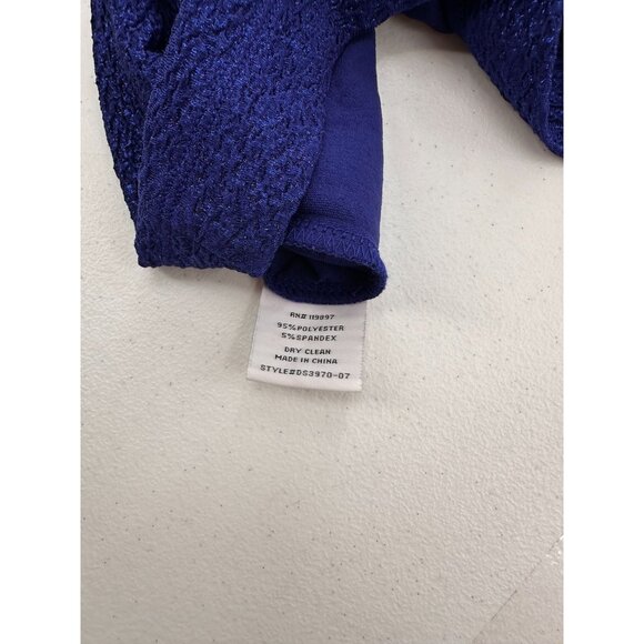 Collective Concepts Blue Textured Short Sleeve Dress Back Zipper Size M Crepe - Picture 5 of 6